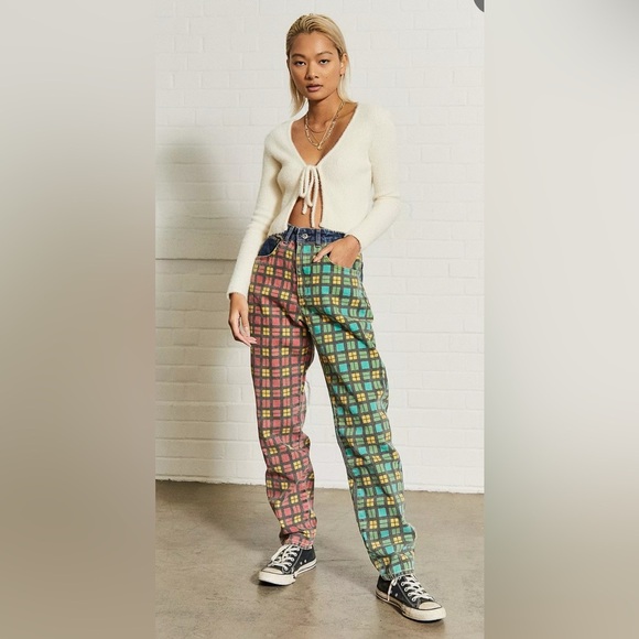 Pants - The Ragged Priest Hot Rod Checkerboard Dad Jean Women’s size 30 punk rave Y2K